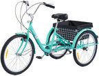 Viribus 20" 24" or 26" Adult Tricycle for Women Men Seniors | 7 Speed Three Wheel Bike for Errands Fun Pets and More | Cruiser Trike with  Shifting, Padded Seat, LarBike Basket, 330lb Cap