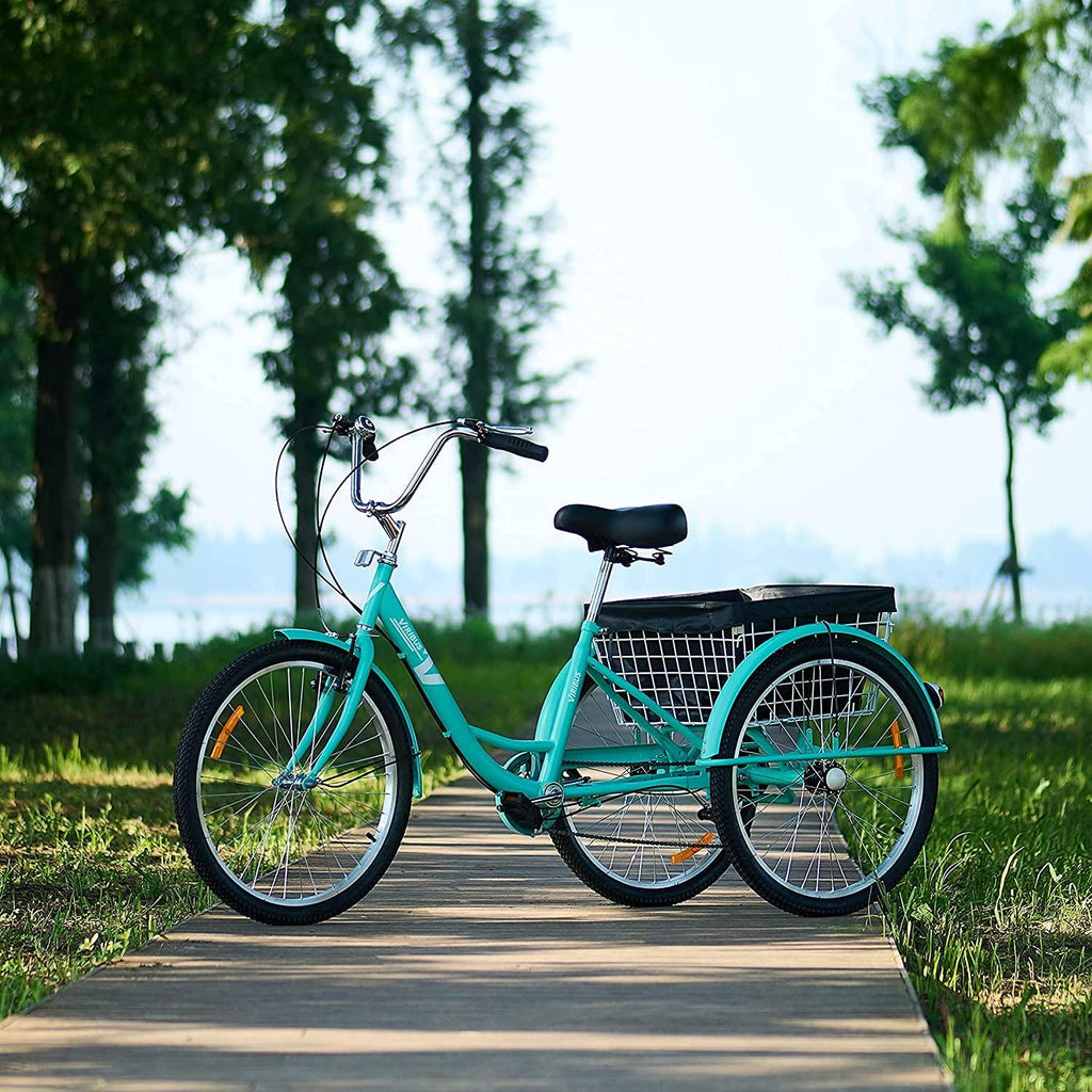 Viribus 20" 24" or 26" Adult Tricycle for Women Men Seniors | 7 Speed Three Wheel Bike for Errands Fun Pets and More | Cruiser Trike with  Shifting, Padded Seat, LarBike Basket, 330lb Cap