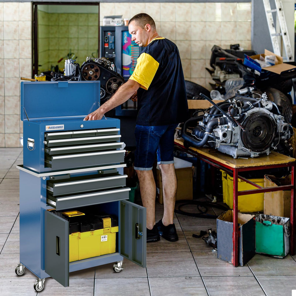 8-Drawer Rolling Tool Chest,Tool Chest with 360° Brake Wheels and Padded Feet,Tool Cabinet with LocSystem and Drawer Liners,Ideal  for Garaand Workshop