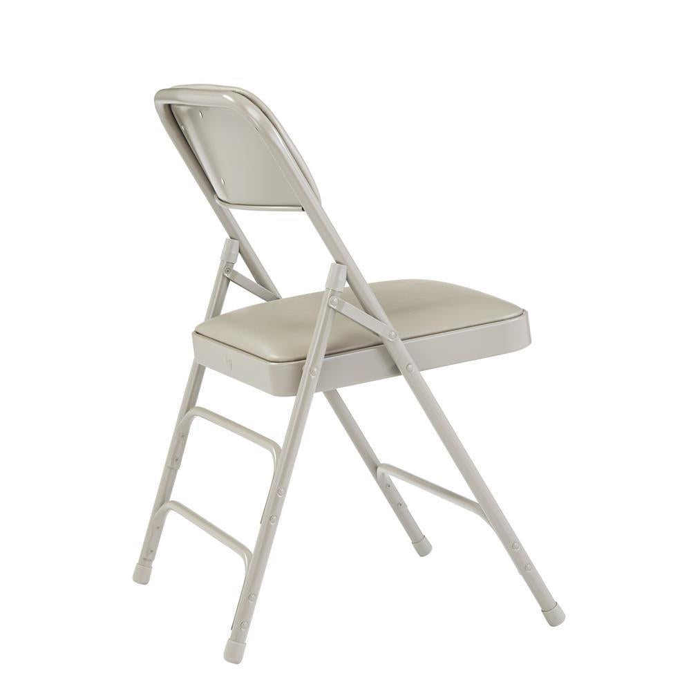 1300 Series Warm Grey Premium Vinyl Upholstered Triple Brace Double HinFolding Chair (4-Pack)