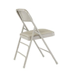 1300 Series Warm Grey Premium Vinyl Upholstered Triple Brace Double HinFolding Chair (4-Pack)