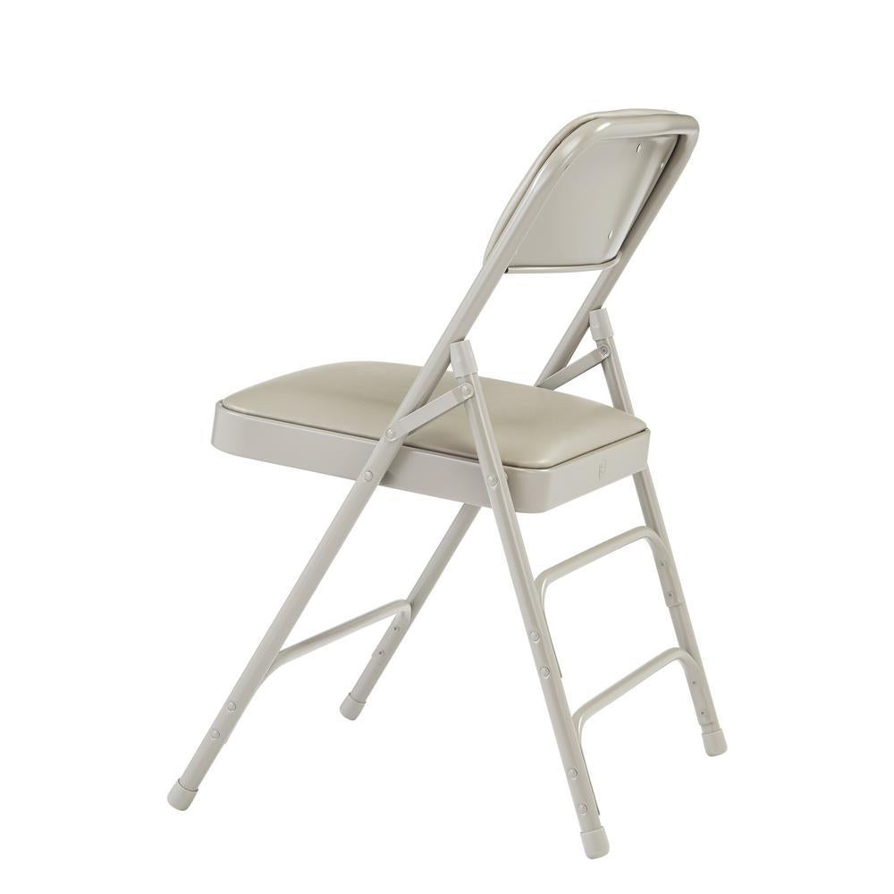 1300 Series Warm Grey Premium Vinyl Upholstered Triple Brace Double HinFolding Chair (4-Pack)