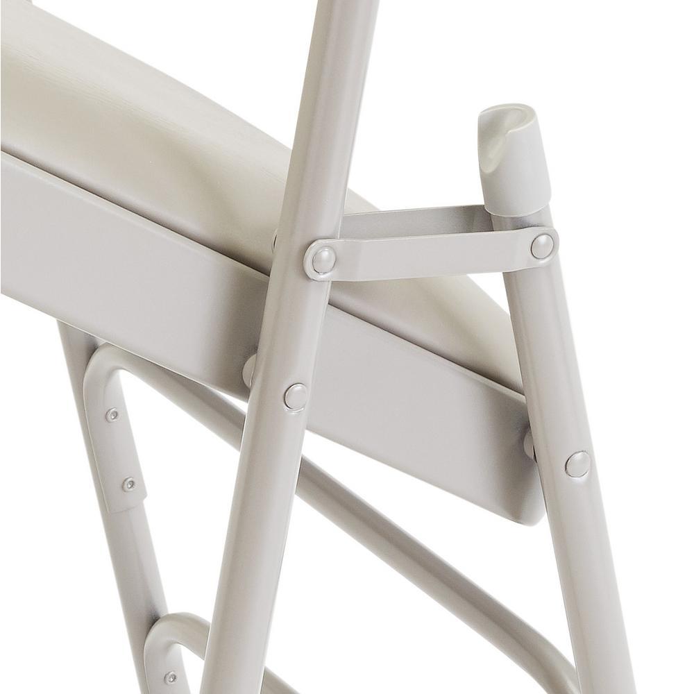1300 Series Warm Grey Premium Vinyl Upholstered Triple Brace Double HinFolding Chair (4-Pack)