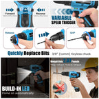 146-Piece Home Tool Set with 12V Blue Cordless Drill | With Portable Toolbox, Hand Tools for Home Repair, DIY Projects & Daily Use, Gift for Women & Men