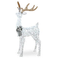 65 in. Glittered Standing Buck with 200 Cool White Twinkling LED Lights