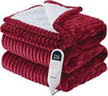 Heated Blanket Full Size - Soft Ribbed Fleece Fast Heating Electric Blanket with 6 Heating Levels  10 Time Settings, 8 Hours Auto-Off Heated Blanket (72?84 inches, Red)
