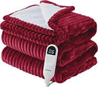 Heated Blanket Twin Size - Soft Ribbed Fleece Fast Heating Electric Blanket with 6 Heating Levels  10 Time Settings, 8 Hours Auto-Off Heated Blanket (62×84 inches, Red)