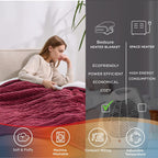 Heated Blanket Full Size - Soft Ribbed Fleece Fast Heating Electric Blanket with 6 Heating Levels  10 Time Settings, 8 Hours Auto-Off Heated Blanket (72?84 inches, Red)