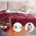 Heated Blanket Full Size - Soft Ribbed Fleece Fast Heating Electric Blanket with 6 Heating Levels  10 Time Settings, 8 Hours Auto-Off Heated Blanket (72?84 inches, Red)