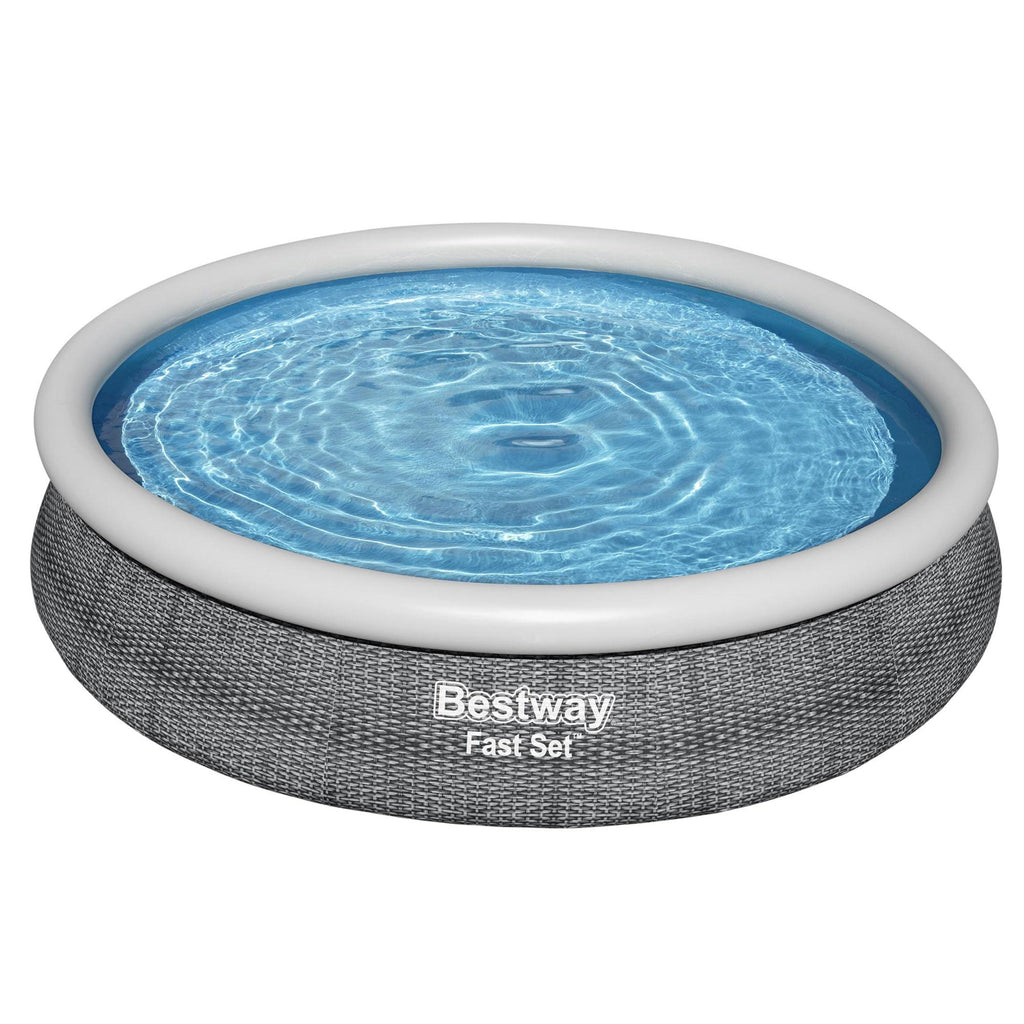 Fast Set 57444E-BW 12 Foot x 30 Inch 1,421 Gallon Inflatable Above Ground Backyard Swimming Pool Set with 330 Gallon