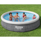 Fast Set 57444E-BW 12 Foot x 30 Inch 1,421 Gallon Inflatable Above Ground Backyard Swimming Pool Set with 330 Gallon