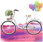 Micozy Womens Bike Beach Cruiser Bike Retro Bicycle 26 Inch Classic Bicycle Commuter Bike with Comfortable Seats and Baskets &amp; Back Seats Fits 5'2''-5'10'' [US in Stock]
