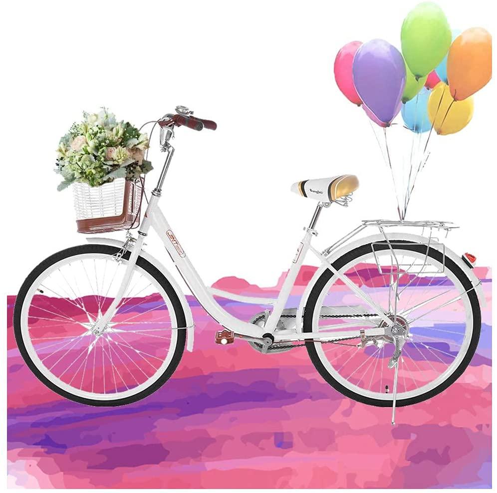 Micozy Womens Bike Beach Cruiser Bike Retro Bicycle 26 Inch Classic Bicycle Commuter Bike with Comfortable Seats and Baskets &amp; Back Seats Fits 5'2''-5'10'' [US in Stock]
