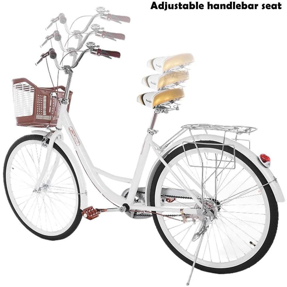 Micozy Womens Bike Beach Cruiser Bike Retro Bicycle 26 Inch Classic Bicycle Commuter Bike with Comfortable Seats and Baskets &amp; Back Seats Fits 5'2''-5'10'' [US in Stock]