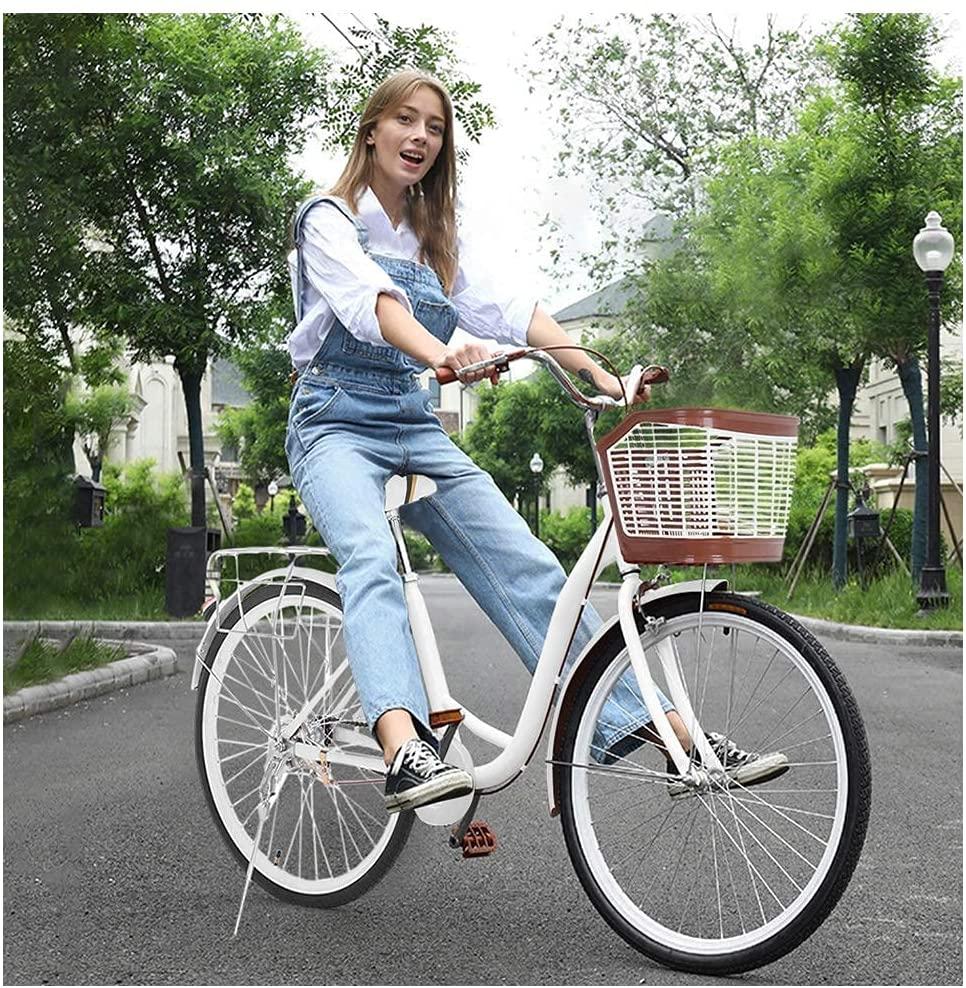 Micozy Womens Bike Beach Cruiser Bike Retro Bicycle 26 Inch Classic Bicycle Commuter Bike with Comfortable Seats and Baskets &amp; Back Seats Fits 5'2''-5'10'' [US in Stock]