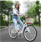Micozy Womens Bike Beach Cruiser Bike Retro Bicycle 26 Inch Classic Bicycle Commuter Bike with Comfortable Seats and Baskets &amp; Back Seats Fits 5'2''-5'10'' [US in Stock]