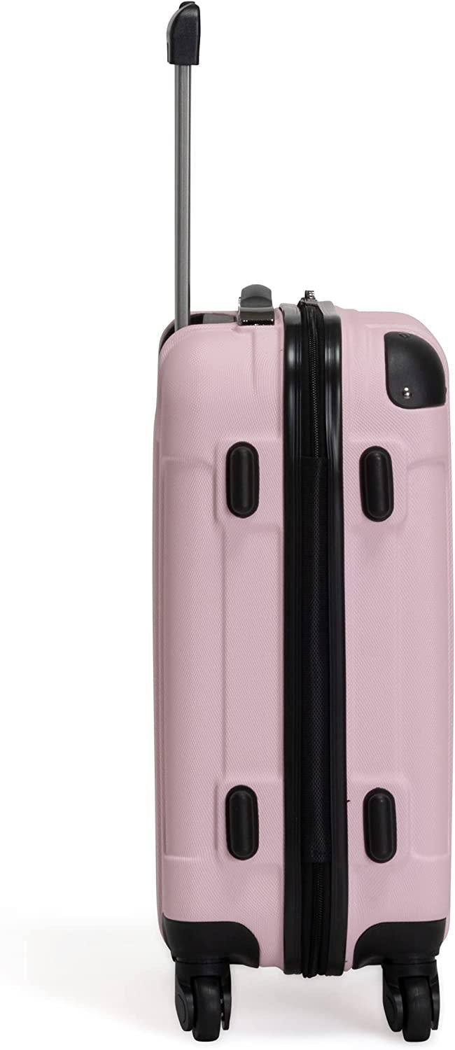 Out Of Bounds Luggage Collection Lightweight Durable Hardside 4-Wheel Spinner Travel Suitcase Bags, Blush, 20-Inch Carry On