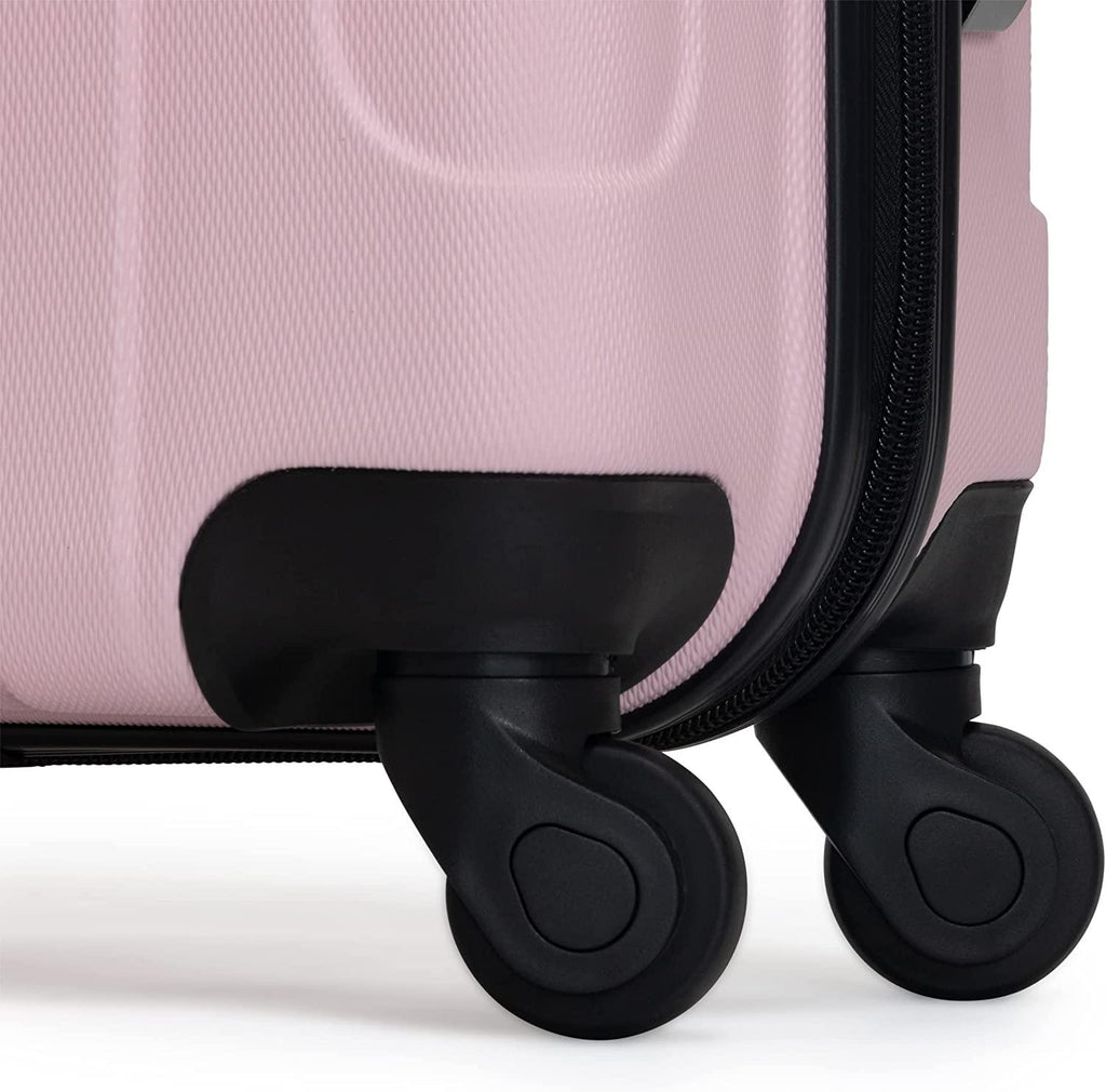 Out Of Bounds Luggage Collection Lightweight Durable Hardside 4-Wheel Spinner Travel Suitcase Bags, Blush, 20-Inch Carry On