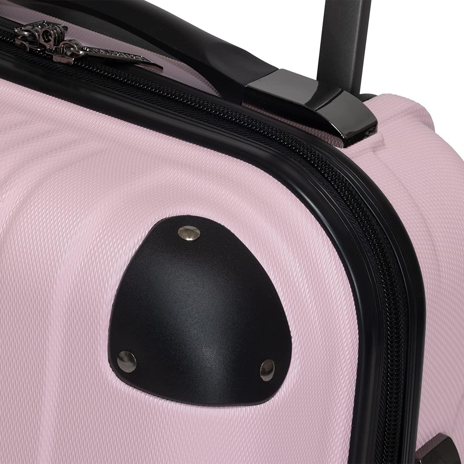 Out Of Bounds Luggage Collection Lightweight Durable Hardside 4-Wheel Spinner Travel Suitcase Bags, Blush, 20-Inch Carry On