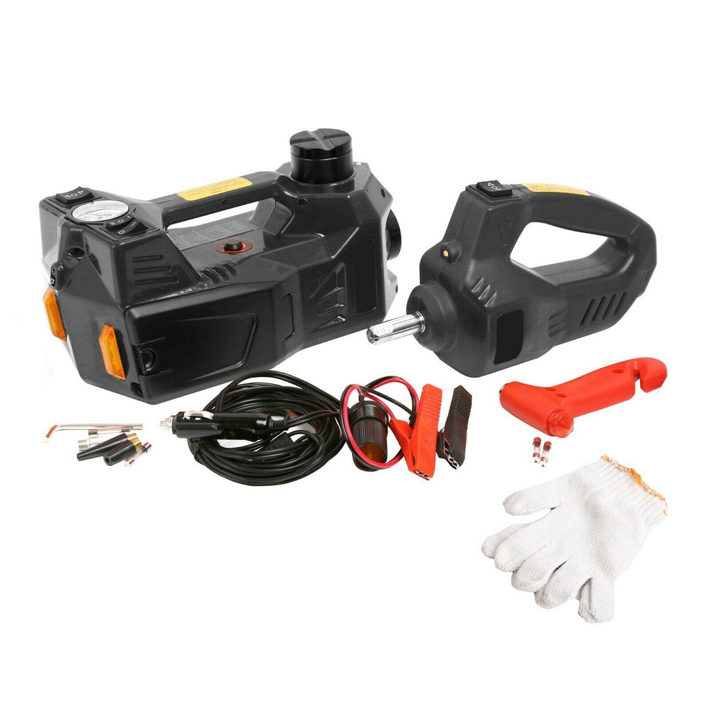 12V 4Ton 3 in 1 Car Electric Hydraulic Floor Jack Lift With Impact Wrench Kit US