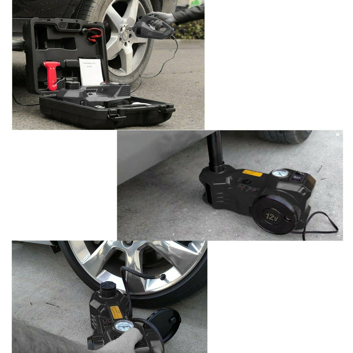 12V 4Ton 3 in 1 Car Electric Hydraulic Floor Jack Lift With Impact Wrench Kit US
