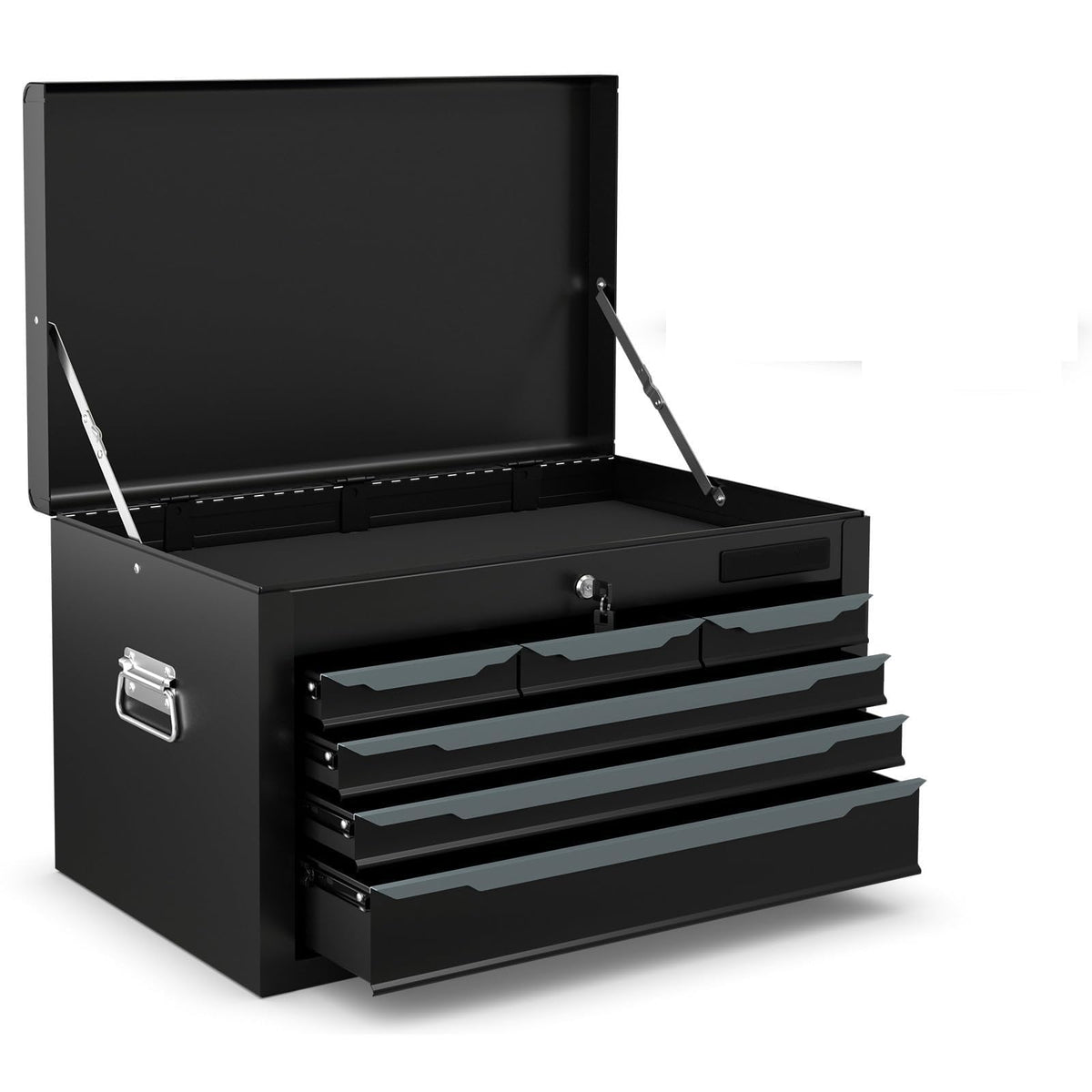 Tool Box, 24” 6-Drawers Steel Tool Chest w/Top Tool Tray,Automatic Lock, Protective Liners, Handle, Smooth Ball Bearing Sides, Portable Tool StoraOrganizer, Toolbox for GaraWorkshop