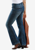 back elastic bootcut jeans