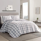 Eddie Bauer Lakehouse Plaid Reversible Full/Queen Quilt Set in Grey