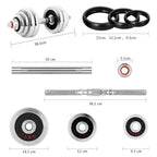 Adjustable Dumbbells Barbell Fitness Barbell Set Muscle Strength Equipment,66lbs/30kg
