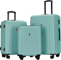 Luggage Sets 3 Pieces Carry on Suitcase Hardshell Lightweight Travel with Double Spinner Wheels Locks TSA Approved (Green)