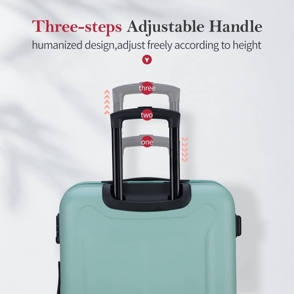 Luggage Sets 3 Pieces Carry on Suitcase Hardshell Lightweight Travel with Double Spinner Wheels Locks TSA Approved (Green)