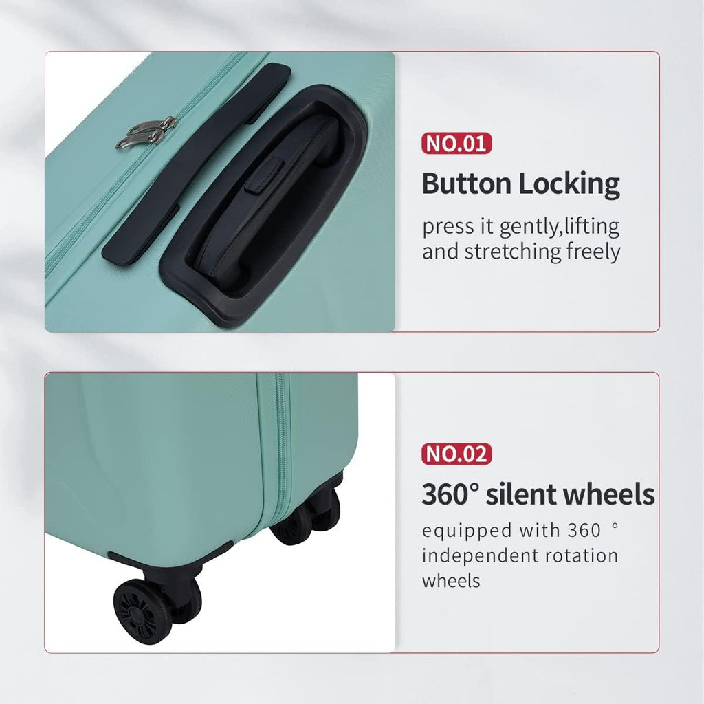 Luggage Sets 3 Pieces Carry on Suitcase Hardshell Lightweight Travel with Double Spinner Wheels Locks TSA Approved (Green)
