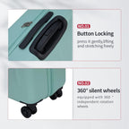 Luggage Sets 3 Pieces Carry on Suitcase Hardshell Lightweight Travel with Double Spinner Wheels Locks TSA Approved (Green)