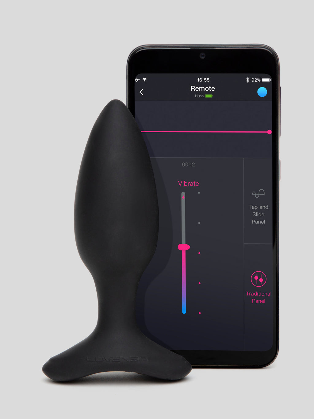 Lovense Hush 2 Small App Controlled Rechargeable Vibrating Butt Plug 4 Inch, Black