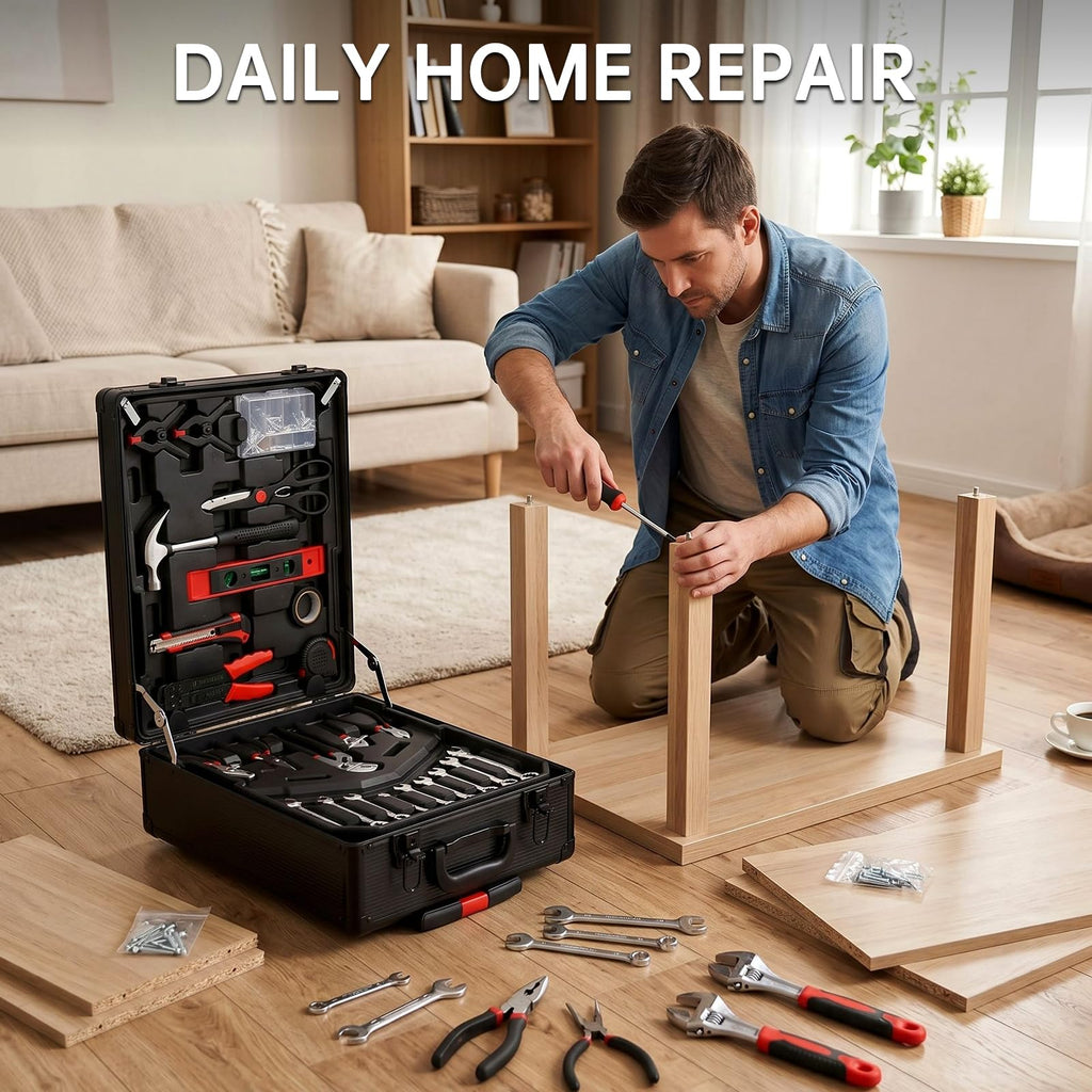 799pcs Mechanic Tool Set with Aluminum Trolley Case,Home Repair Tool kit,Complete Tool Box Set for Home,Automotive,Dorm,Garage,Black