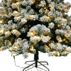 Ktaxon 6ft Pre-Lit Snow Flocked Artificial Christmas Pine Tree Holiday Decor