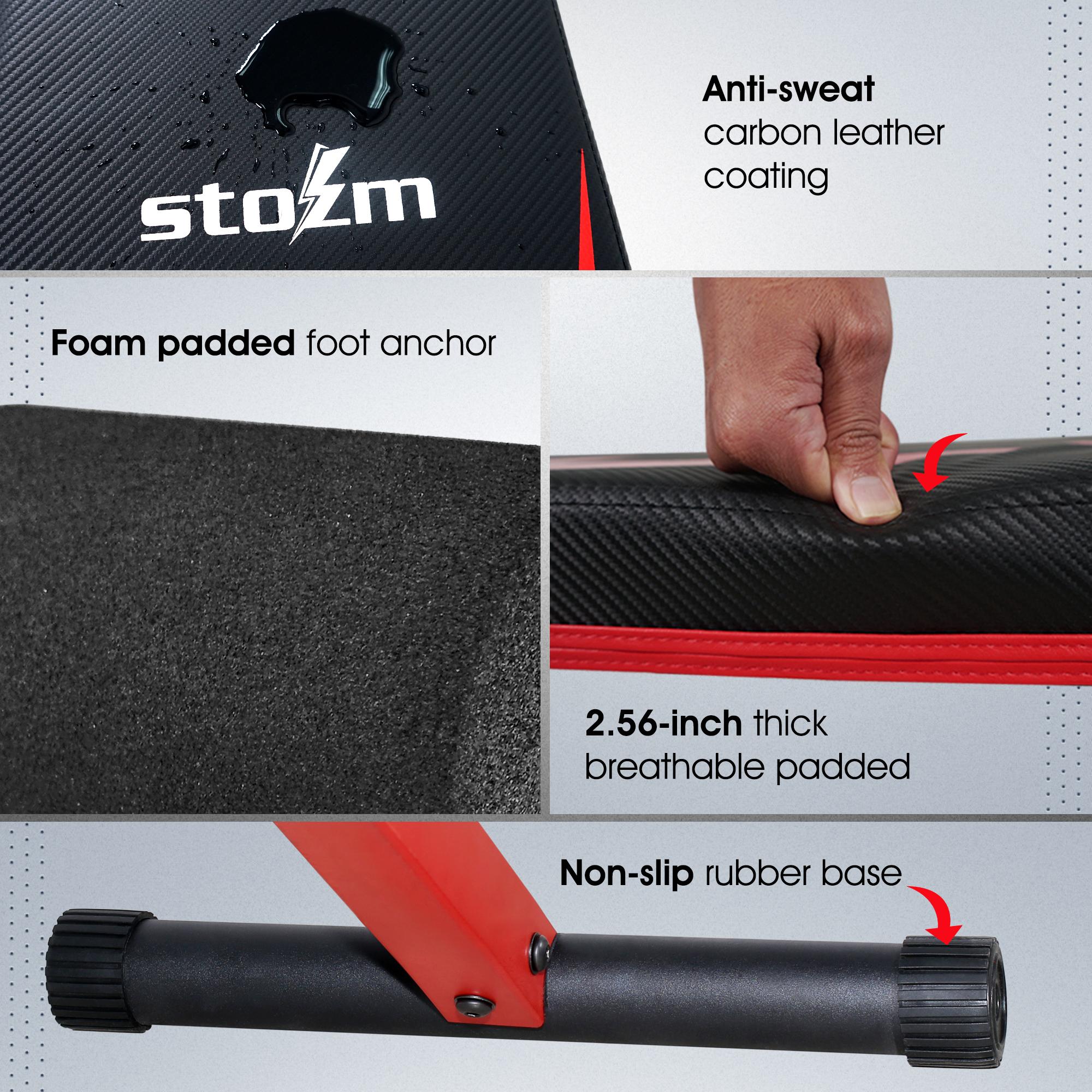 STOZM Combo 14-GauSteel Adjustable Weight Bench and Multiexon Chin-up Bar, Crimson and Brisk Yellow