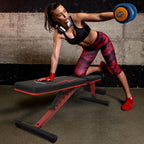 STOZM Combo 14-GauSteel Adjustable Weight Bench and Multiexon Chin-up Bar, Crimson and Brisk Yellow