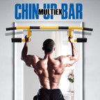 STOZM Combo 14-GauSteel Adjustable Weight Bench and Multiexon Chin-up Bar, Crimson and Brisk Yellow