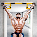 STOZM Combo 14-GauSteel Adjustable Weight Bench and Multiexon Chin-up Bar, Crimson and Brisk Yellow
