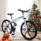 Hotwon 26in Folding Mountain Bike s 21 Speed Bicycle Full Suspension MTB Bikes