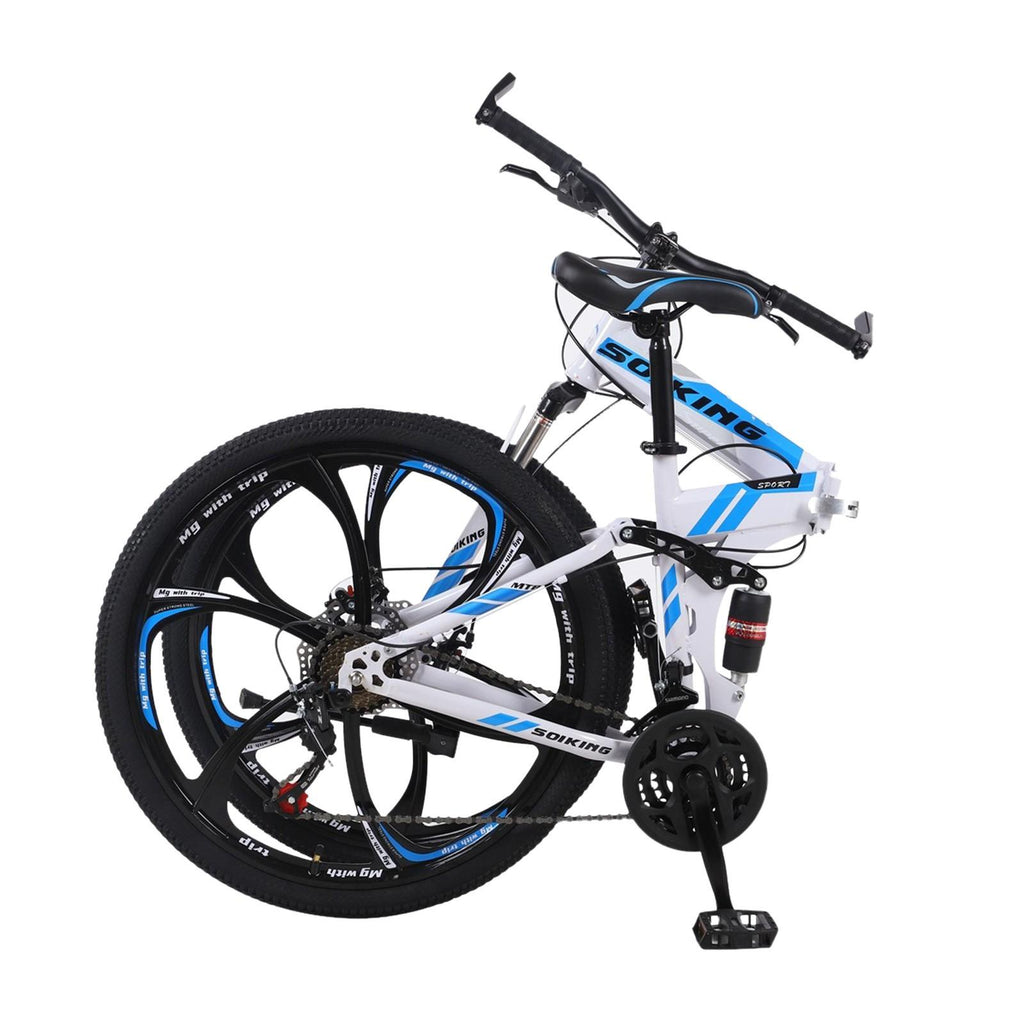 Hotwon 26in Folding Mountain Bike s 21 Speed Bicycle Full Suspension MTB Bikes