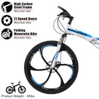 Hotwon 26in Folding Mountain Bike s 21 Speed Bicycle Full Suspension MTB Bikes