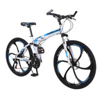 Hotwon 26in Folding Mountain Bike s 21 Speed Bicycle Full Suspension MTB Bikes