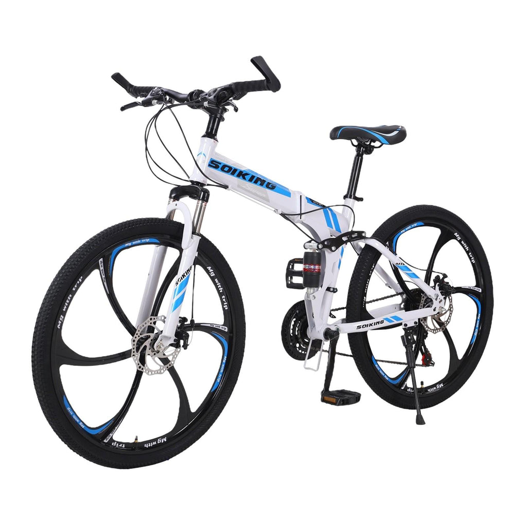 Hotwon 26in Folding Mountain Bike s 21 Speed Bicycle Full Suspension MTB Bikes