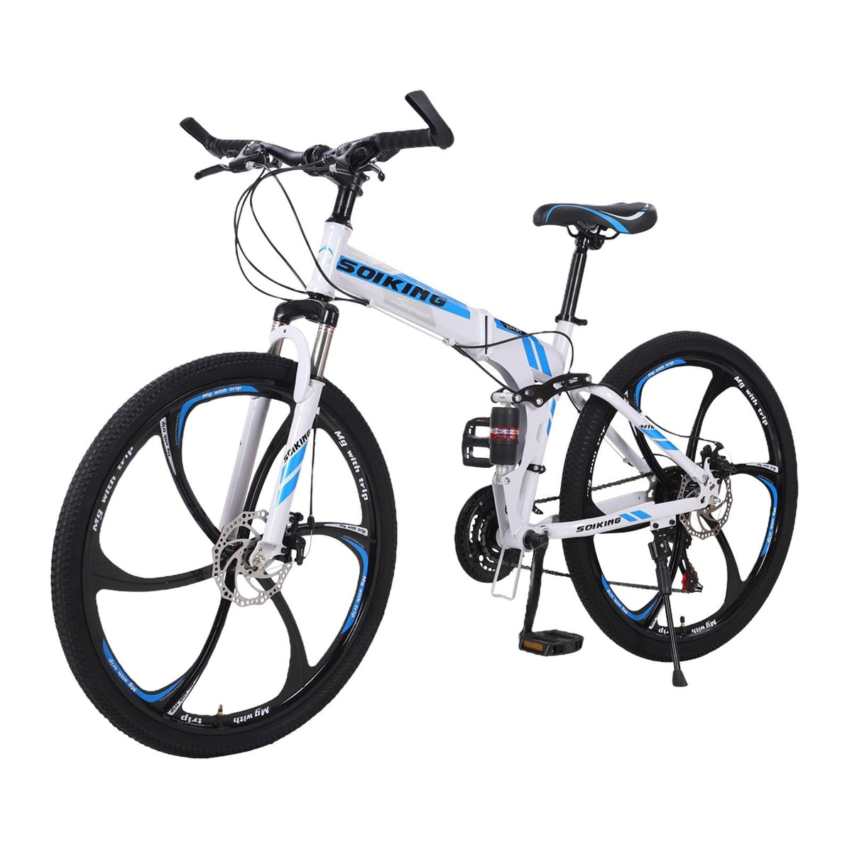 Hotwon 26in Folding Mountain Bike s 21 Speed Bicycle Full Suspension MTB Bikes