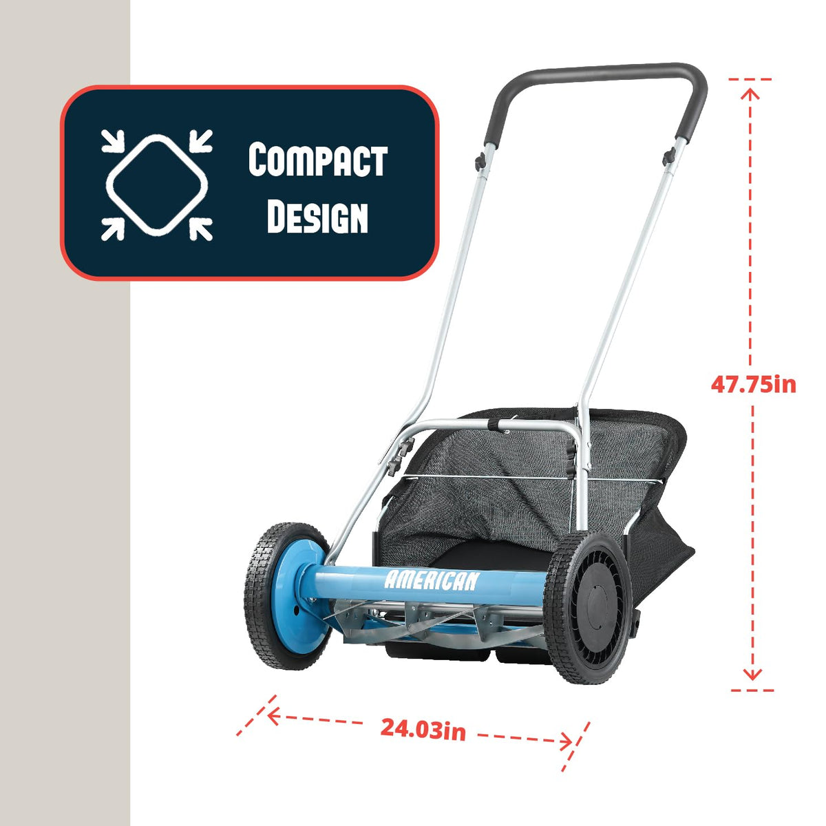American Lawn Mower 1804-18 18" 5-Blade Reel Mower with Grass Catcher