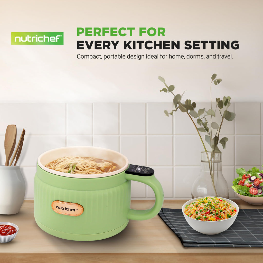 1.6 QT Portable Electric Rice Cooker & Lunch Maker | Multi-Functional & Non-Stick Ceramic Coating | Digital Control Panel | 6 Cook Functions: Rice, Soup, Stew, Porrid& More | Green