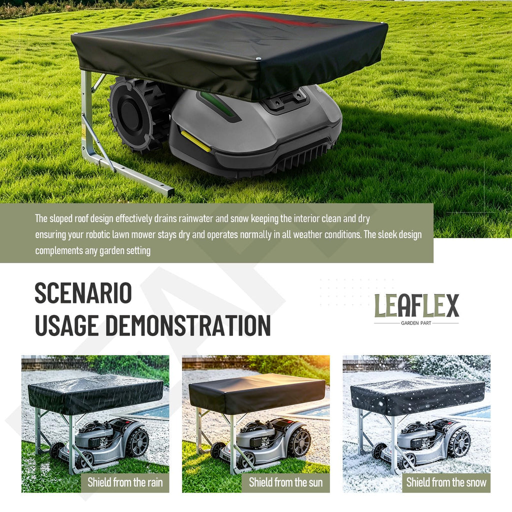 Robot Lawn Mower Garage, Waterproof Outdoor Shelter &amp; Carport for Most Robotic Mowers, Universal Easy Setup Rain Protection Panel Awning Shed, 19" W x 30" L x15.7 H