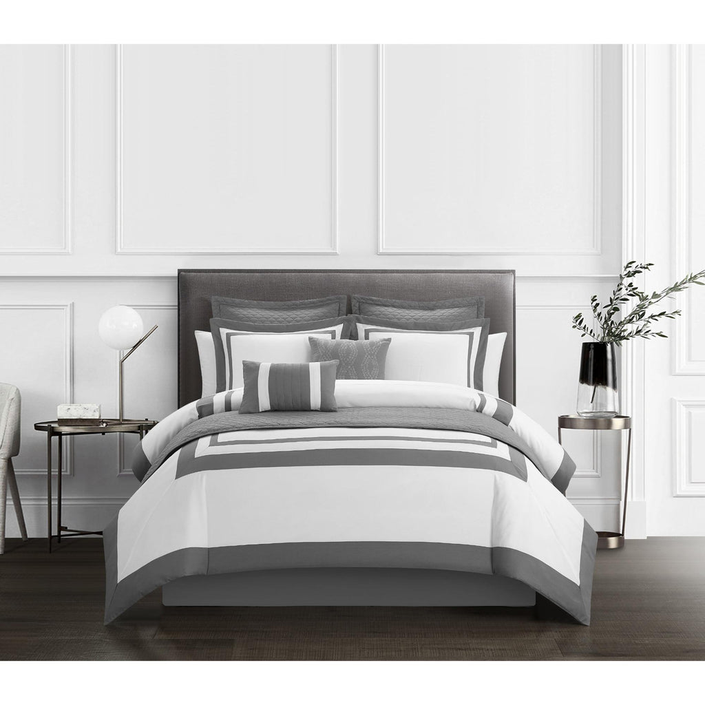 Chic Home Hortense Comforter And Quilt Set Hotel Collection  Fish Scale Pattern Bed In A Bag Grey, Twin - Twin